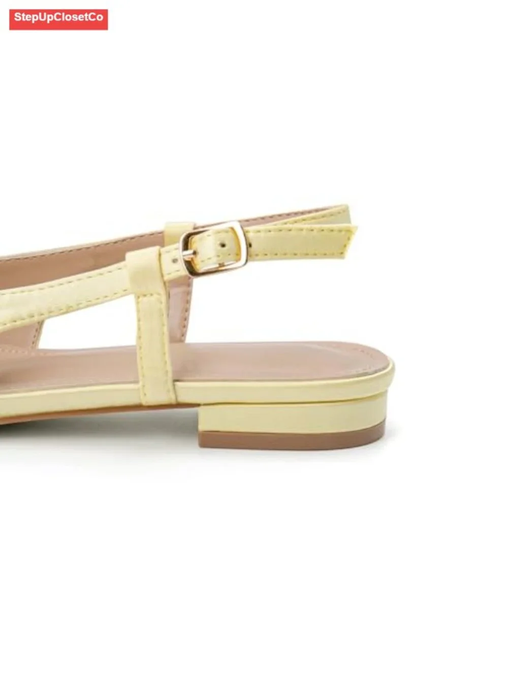 Women's Square Toe Bow Knit Ballet Flats with Ankle Buckles Satin